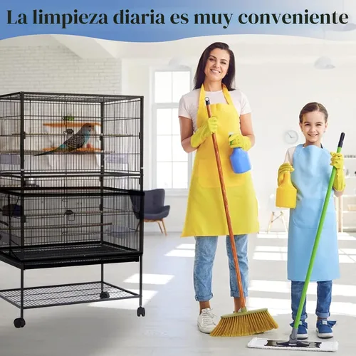 Miniatura 7 de Daoeny Cubierta grande para jaula de pájaros, protector de semillas para jaula de pájaros, red de malla de nailon suave y aireada ajustable, Negro