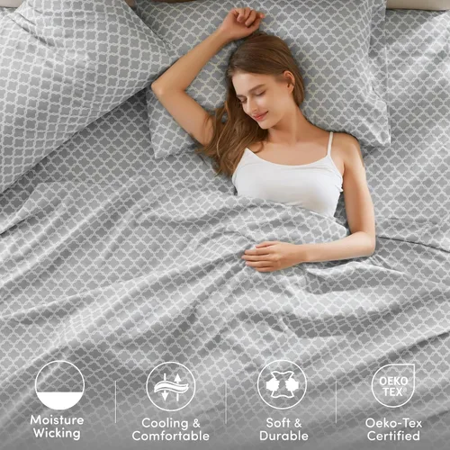 Miniatura 5 de Comfort Spaces Sábanas refrescantes King, sábanas Coolmax que absorben la humedad, suaves, juego de sábanas resistentes al descolorimiento, sábanas