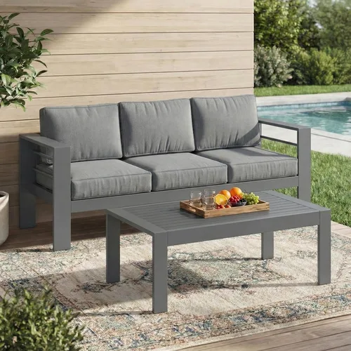 Miniatura 51 de Solaste Juego de muebles de patio de aluminio para todo tipo de clima, moderno juego de muebles de metal para exteriores con asientos profundos