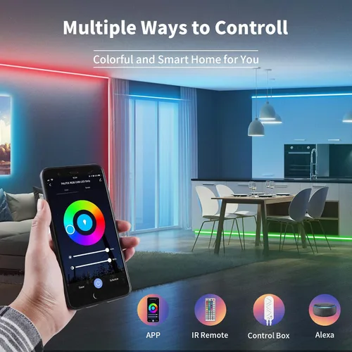 Miniatura 7 de PAUTIX Tira de luz LED RGB controlador inteligente inalámbrico, control remoto de 44 teclas y control de aplicación, sincronización de música