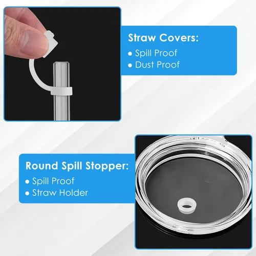 Miniatura 7 de ERKOON Juego de tapones de silicona para derrames compatible con vasos de paja YETI, accesorios para vasos, funda de popote de silicona, protectores