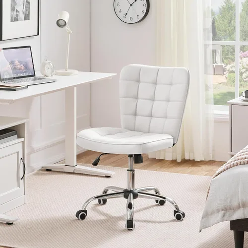 Miniatura 2 de Yaheetech Silla de Escritorio sin Brazos Moderna Acolchada Silla de Oficina Silla de Computadora de Cuero Sintético Tapizada con Altura de Asiento