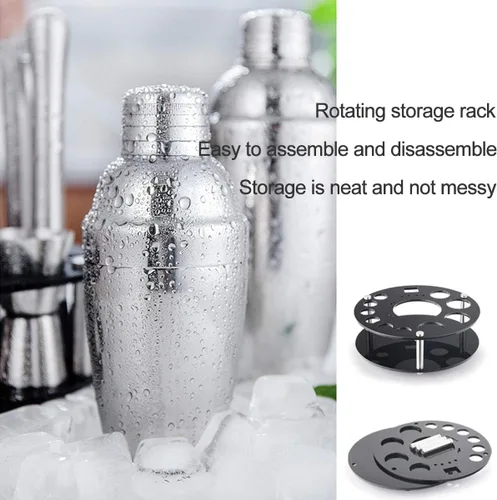 Miniatura 4 de Kit de camarero con soporte, juego de coctelera, 19 piezas de acero inoxidable kit de barman de cóctel perfecto para el hogar con herramientas