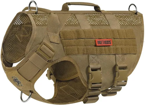 Miniatura 25 de OneTigris Arnés para perro sin tirón para perro pequeño, diseño de malla transpirable, chalecos militares Molle con asas para perros de servicio