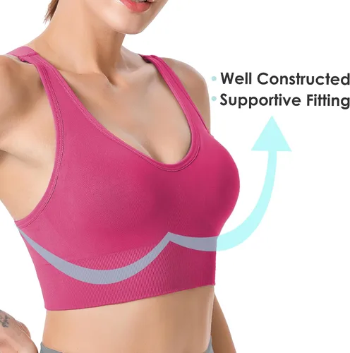 Miniatura 4 de Evercute - Brasier deportivo para mujer, con relleno, tirantes cruzados y sin costuras, brasier de soporte medio para alto impacto, ideal para yoga