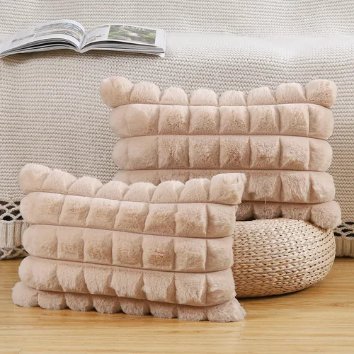 MADIZZ Juego de 2 fundas de almohada de lana sintética a cuadros de 12 x 20 pulgadas / 12.0 x 20.0 in., súper suaves, bohemias, decorativas,