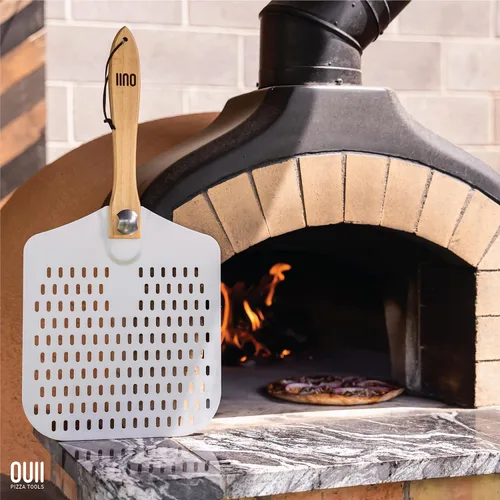 Miniatura 5 de Pala de Pizza Perforada de 12 x 14 Pulgadas. - Espátula de Metal de Aluminio para Parrilla con Mango Plegable. Accesorios y Herramientas para Horno