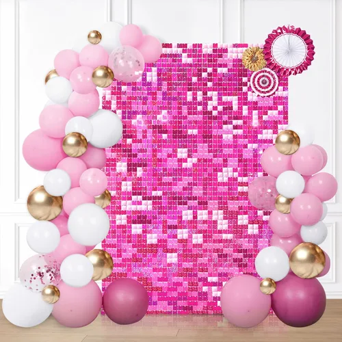 Miniatura 29 de 12 paneles cuadrados de lentejuelas brillantes para pared color azul claro (Baby Blue) telón de fondo decorativo para fiestas de bodas