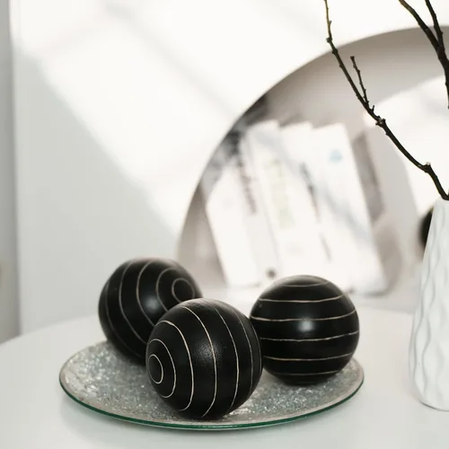 Miniatura 3 de Orbes decorativos para cuencos y jarrones, patrón circular, bolas redondas de resina de 4 pulgadas, juego de 3, centro de mesa de café para sala