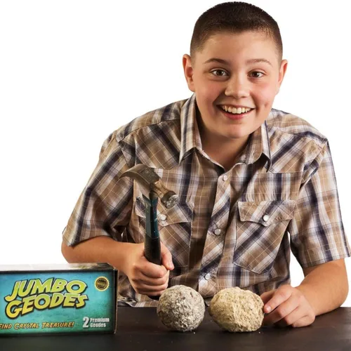 Miniatura 7 de Abre 2 geodas grandes – Abre tu propia geoda grande con cristales, kit de ciencias de la Tierra para niños para aprender geología, regalos