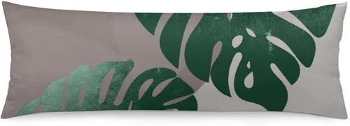 Miniatura 15 de Funda de almohada corporal, estilo bohemio, abstracto, con hojas de Monstera tropicales, para cama, tamaño grande, suave, estilo mediados de siglo