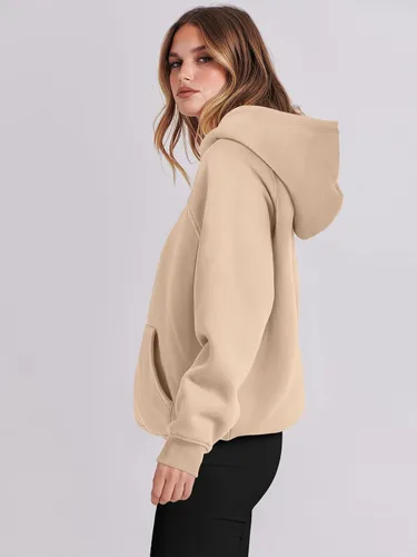 Miniatura 6 de LOGENE Sudaderas con capucha para mujer, de manga larga, de vellón, de gran tamaño, informales, básicas, sin botones, ropa de entrenamiento de otoño