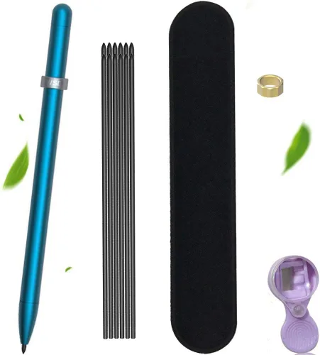 Miniatura 6 de WSD Lápiz mecánico, lápices de dibujo, lápices de bocetos, lápiz de control magnético, repuestos de lápiz de diámetro 0.079 in, 2B azul