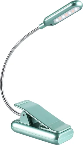 Miniatura 12 de VAVOFO Luz de lectura recargable con clip, 7 LED con 3 temperaturas de color, 9 niveles de brillo, luces de libro para leer en la cama con indicador