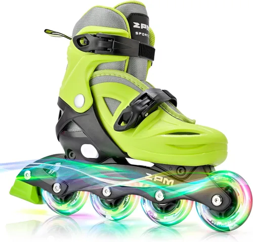 Miniatura 13 de 2PM SPORTS Patines en línea para niños y niñas de 4 a 8, 6 a 12 años, con ruedas iluminadas, cuchillas ajustables para niños y jóvenes principiantes