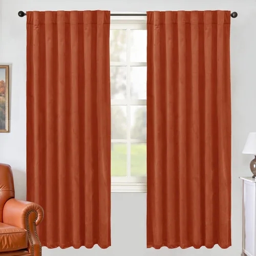 Miniatura 20 de BGment Cortinas de terciopelo rosa polvoriento, 2 paneles de 84 pulgadas, 2 paneles para sala de estar, aislamiento térmico de lujo, reducen
