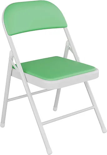 Miniatura 16 de Silla plegable con asiento acolchado de piel sintética, silla plegable ergonómica de metal con respaldo, silla portátil básica para oficina en casa