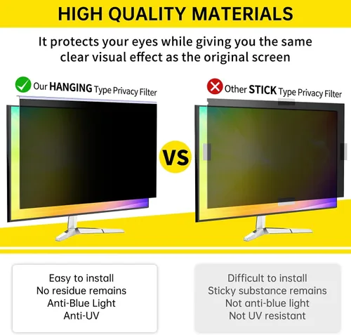 Miniatura 4 de Paquete de 2 filtros de pantalla de privacidad de computadora de 24 pulgadas para monitor 16:9, anti-luz azul, anti-UV, bloqueo de luz azul