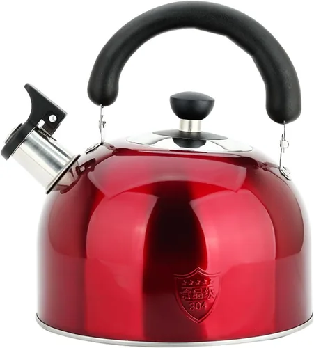 Miniatura 10 de Hervidor de té de acero inoxidable 18/8 para estufa (2L / 2.1 cuartos, tetera silbante, mango de madera) - Plateado