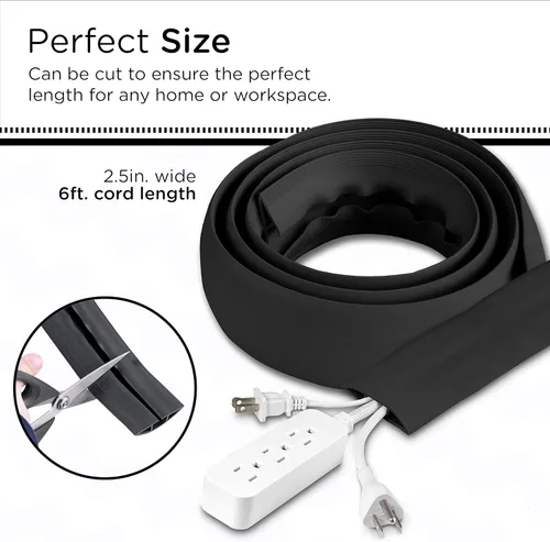 Miniatura 2 de Cordinate - Cubierta de cable de piso de 6 pies, protector de cable, oculta cables de extensión, protege cables, previene caídas de cables
