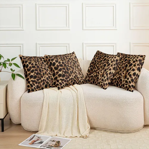 Miniatura 8 de Feelyou Juego de 2 fundas de almohada de leopardo de 16 x 16 pulgadas, fundas decorativas con estampado de guepardo, decoración del hogar, funda