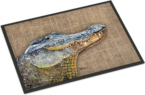 Caroline's Treasures 8733JMAT - Tapete de cocodrilo de 24 x 36 pulgadas, tapete para puerta delantera, para interiores y exteriores, para entrada,