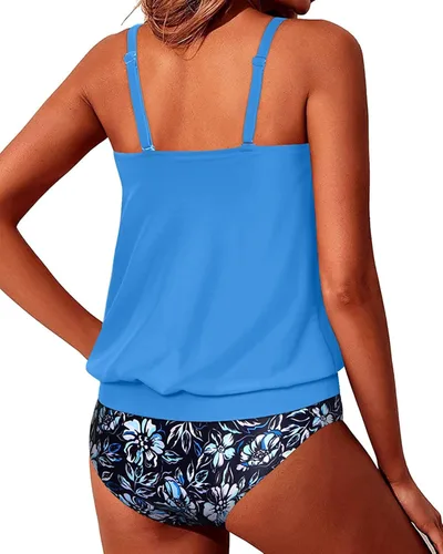Miniatura 4 de Yonique - Trajes de baño tipo blusón, estilo tankini y de dos piezas, para mujer, diseño modesto y con ajuste holgado
