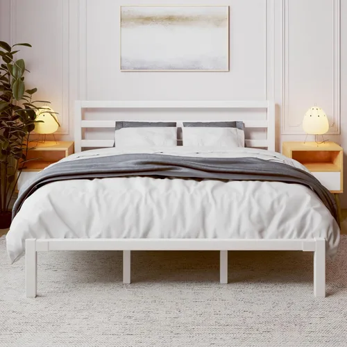 Miniatura 3 de LoVinson Base de cama tamaño King, base de cama de plataforma resistente con base de metal fuerte, almacenamiento debajo de la cama, base de Blanco