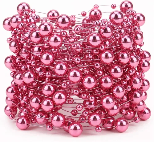 Miniatura 7 de 50 piezas de cadenas de perlas flotantes para velas flotantes, perlas artificiales para relleno de jarrones, decoraciones de mesa para centro