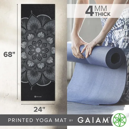Miniatura 3 de Gaiam - Tapete de yoga con estampado, antideslizante para ejercicio y fitness para todo tipo de yoga, pilates y ejercicios en el suelo Tinta mística