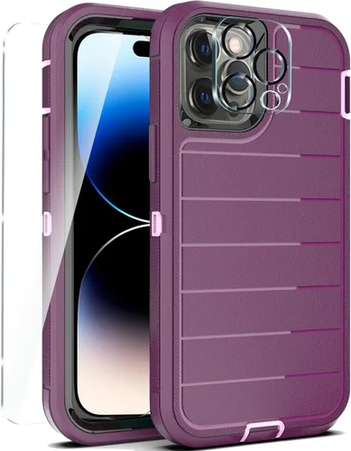 Miniatura 25 de YmhxcY Funda para iPhone 12/iPhone 12 Pro [2 Protectores de Pantalla de Vidrio Templado] Cubierta Duradera de 3 Capas A Prueba de Caídas/Funda
