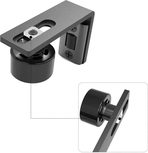 Miniatura 5 de CCJH Guía de piso de puerta corredera de granero ajustable montado en la pared inferior doble rodillos guía negro 1pcs