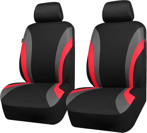 Miniatura 11 de Car Pass - Fundas de asiento delanteros deportivas Line Rider, fundas para asientos de auto grises solo para dos asientos delanteros, compatibles