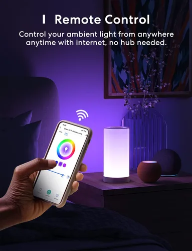 Miniatura 5 de meross Lámpara de mesa inteligente, lámpara de noche, compatible con Apple HomeKit, Siri, Amazon Alexa y SmartThings, blanco sintonizable