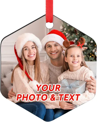 Miniatura 9 de Adornos de Navidad personalizados 2025, adorno de Navidad personalizado de doble cara, adorno de foto para árbol de Navidad para niños, mamá, papá