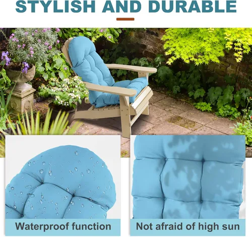 Miniatura 4 de Cojín para silla Adirondack, cojín para silla mecedora 44x19.4x4 pulgadas, cojines de respaldo alto para patio de arriba y abajo con lazos