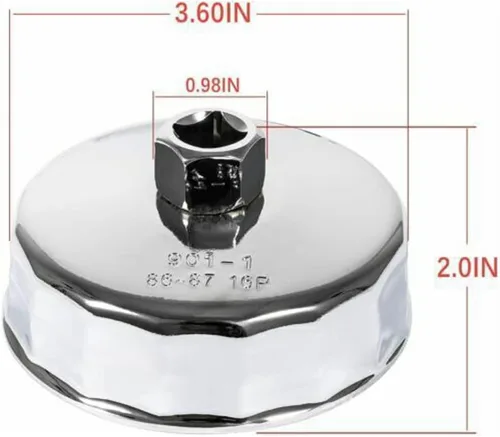 Miniatura 5 de Herramienta de extracción de llaves de filtro de aceite de acero de 3.386 in para BMW y Volvo 2006-2020 con accionamiento de 3/8 pulgadas, 16