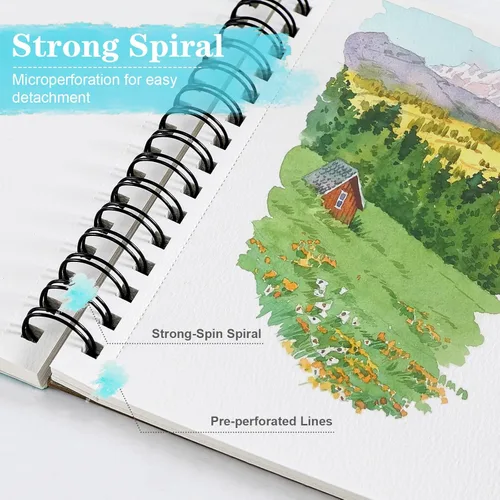 Miniatura 4 de Paquete de 3 blocs de papel de acuarela de 90 hojas de 5.5 x 8.5 pulgadas, 140 libras/300 GSM, de algodón de prensa en frío, cuaderno de bocetos