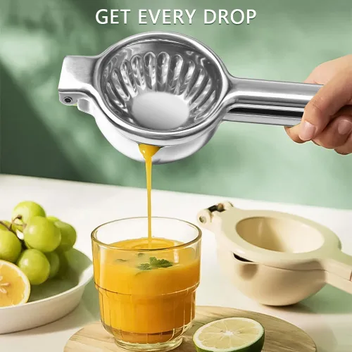 Miniatura 2 de Exprimidor de limón Exprimidor de jugo de cítricos de acero inoxidable Exprimidor para limones y limas Plateado