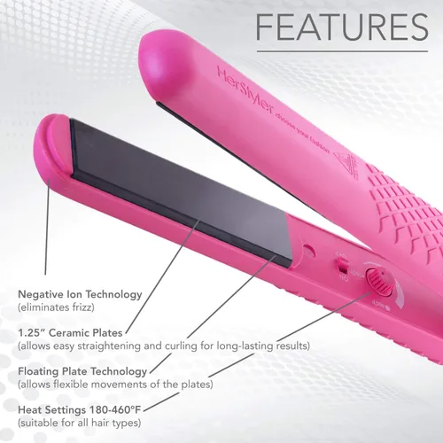 Miniatura 3 de HerStyler Colorful Seasons - Paquete de 2 planchas planas de cerámica (rosa) y aceite de marula para el cabello