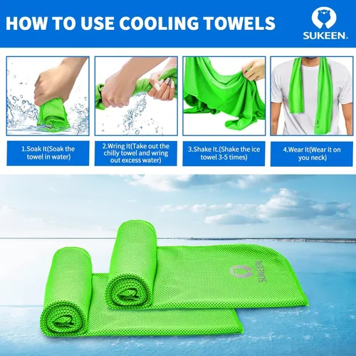 Miniatura 3 de Sukeen Paquete de 12 toallas refrescantes (40 x 12 pulgadas) para sudor, toallas de gimnasio transpirables y frías, toallas de microfibra Azul