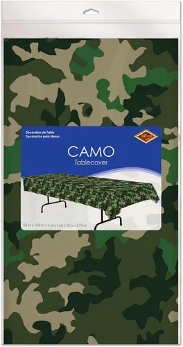 Miniatura 4 de Beistle Mantel de plástico de camuflaje, mantel rectangular de camuflaje para cumpleaños con temática militar, fiestas de campamento, eventos
