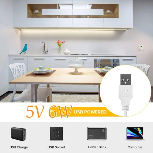 Miniatura 4 de Tira de luz LED USB de 6.56 pies, 5 voltios alimentada por USB, luces LED COB de 4000 K, blanco natural, 0.315 in, tiras flexibles de alta densidad