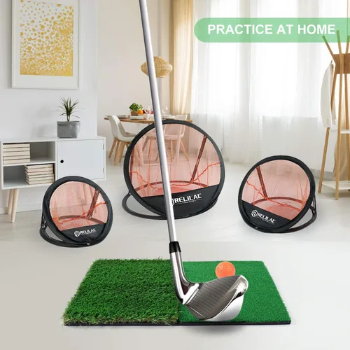 Miniatura 5 de RELILAC Juego de red de práctica de astillado de golf emergente, accesorios de objetivo de golf para interiores y exteriores, mejora tu juego corto