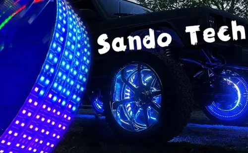 Miniatura 2 de Luz de anillo de rueda LED de doble fila de 17.5 pulgadas, 672 leds con señal de giro, bloqueo, freno, función de marcha atrás Bluetooth APP/Control
