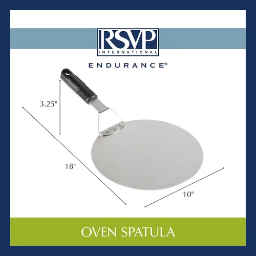Miniatura 6 de RSVP International Endurance Pizza Tool Collection - Espátula para horno, acero inoxidable de 10 pulgadas de diámetro, mango en ángulo de silicona