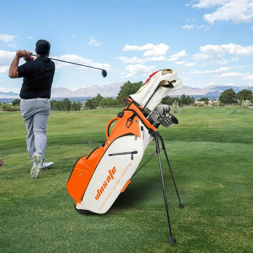 Miniatura 7 de WOSOFE PU Golf Bag with 6/14 Way Top Dividers Automatically Adjustable Dual Straps Elegant Design for Men Women Pu Golf Stand Bag with Multiple