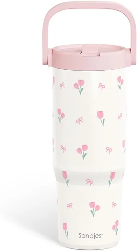 Miniatura 28 de SANDJEST Besties - Vaso de acero inoxidable con tapa para pajita de 30 onzas con asa de transporte para mujeres, niñas, mejores amigas, taza de café