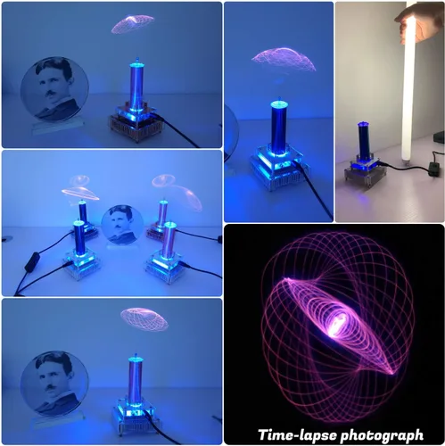 Miniatura 3 de Joytech Music Tesla Bobina Base acrílica Shell Arco Plasma Bocina de transmisión inalámbrica de escritorio experimental Modelo de juguete (YS01)