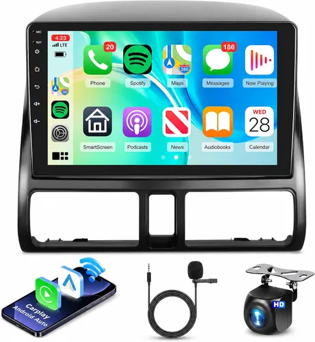 Radio de coche Android 15 para Honda CRV 2002-2006 estéreo de coche con Carplay inalámbrico Android Auto podofo 9 pulgadas 1080P 2.5D pantalla